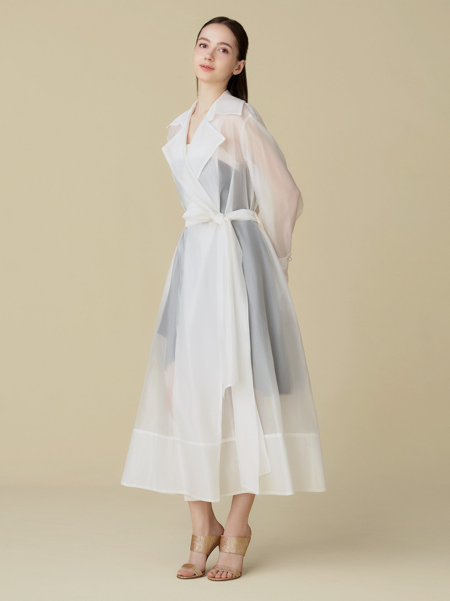 Sheer Organza Trench Coat