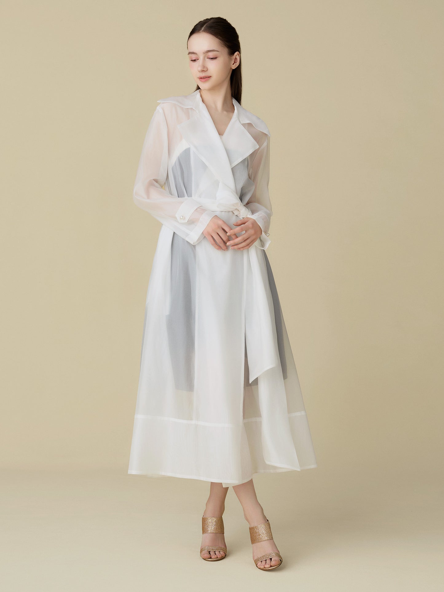 Sheer Organza Trench Coat